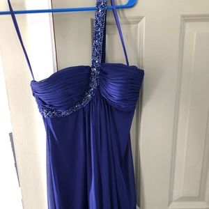 Blue knee length formal dress